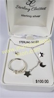 Sterling Moon & Star Set W/ Ring