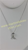 Sterling Diamond Breast Cancer Symbol Necklace