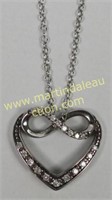 Sterling Silver Diamond Heart Infinity Necklace