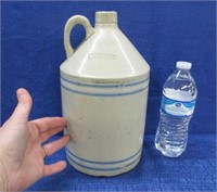 antique stoneware jug - blue stripes