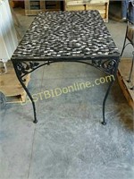 MOSAIC TILE TOP CAST IRON TABLE w/ 4 CHAIRS