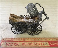 SWEET ANTIQUE CARRIAGE W PORCELAIN BABY