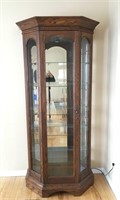 SUBSTANTIAL SOLID OAK LIGHT UP DISPLAY CABINET