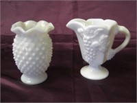 Milk Glass Creamer & Vase