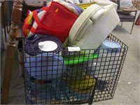 Basket of Plastic Containers, Etc