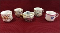 Group of 5 Various Shaving Mugs-Mostly Floral