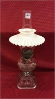 Glass Pedestal Kerosene Lamp w/ Chimney