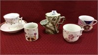 Group of 5 Various Shaving Mugs-Mostly Floral