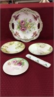 Lot of 5 Including Lg. Floral Paint Open Handle