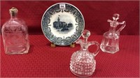 Group of 4 Including 2 Glass Vinegar Cruets,