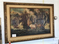 ANTIQUE OIL PAINTING ON CANVAS FRAMED PICTURE