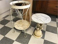 WROUGHT IRON PLANT STAND & TABLE