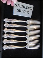 6 fancy towle sterling forks - 7.97 tr.oz