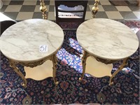 2 REGENCY MARBLE TOPPED SIDE TABLES