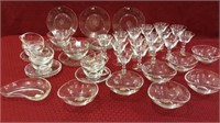 Lg. Group of Fostoria Etched Rose Pattern