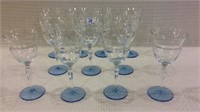 Lot of 11 Light Blue Stemware Goblets