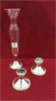 Lot of 3 Including Sterling Silver Base Glass