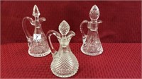 Group of 3 Ornate Glass Vinegar Cruets-Some