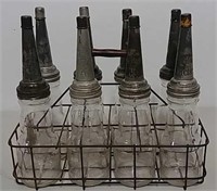 Oil bottles(spouted) with metal rack