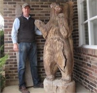 large wooden carved 6ft tall bear by trotter