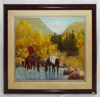Floyd Mellans Oil On Canvas Western Scene