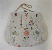 Hand Made In Belgium Beaded Purse With Flowers