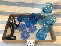 MID CENTURY BLUE GLAS LOT