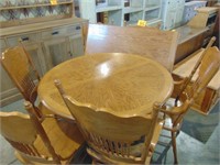 Wood Clawfoot Table and 6 Chairs