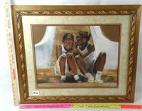 Artwork of Two Young Girls Whispering