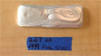 1 hand poured 999 fine silver bar
