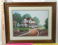 Artwork of Large House with Flowers Blooming