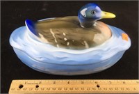 Czechoslovakian Pottery Duck Container
