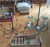 Seaglass Coloured Tealight Chandelier Duo