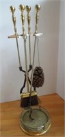 Brass Fireplace Tools in Stand