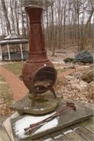 Chiminea & Metal Garden Torch Poles