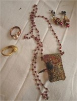 Artisan Seed Bead Necklace & Earrings Lot