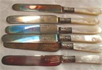 Mother of Pearl Handled Silver Knife Set