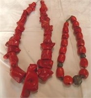 Red Coral Necklace Duo
