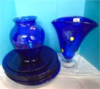 Cobalt Blue Coloured Vase Lot