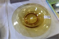 AMBER DEPRESSION GLASS ROLLED RIM CONSOLE BOWL
