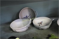FLORAL DECORATED STUDIO ART POTTERY BOWLS