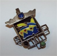 Sterling Silver And Enameled Pendant