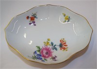 Floral Porcelain Tray With Blue Crossed Swords