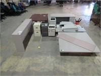 Assorted Cubical Desks, Cabinets, and Walls-