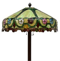 TIFFANY STYLE STAINED GLASS FLOOR LAMP, 20TH C