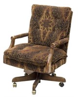UPHOLSTERED FLORAL PRINT FABRIC SWIVEL DESK CHAIR