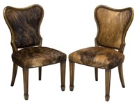 (2) THEODORE ALEXANDER COW HIDE ACCENT CHAIRS