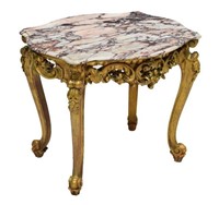 LOUIS XV STYLE MARBLE & GILTWOOD SIDE TABLE
