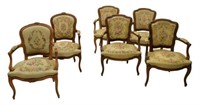 (6) FRENCH LOUIS XV STYLE ARM CHAIRS