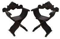 (2) ITALY RENAISSANCE REVIVAL WOOD CHAIRS, 19TH C.